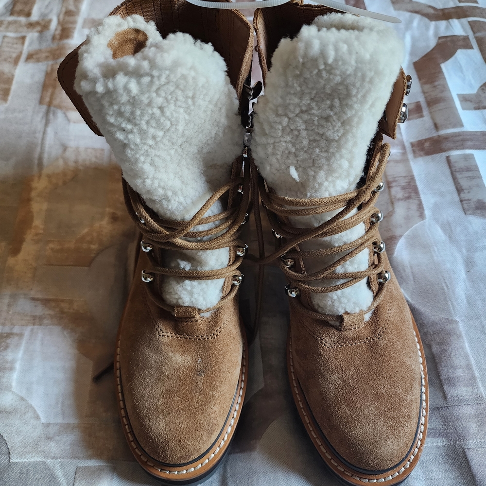 Marc Fisher Brown Ankle Boots with Cream Lining New With No Tags